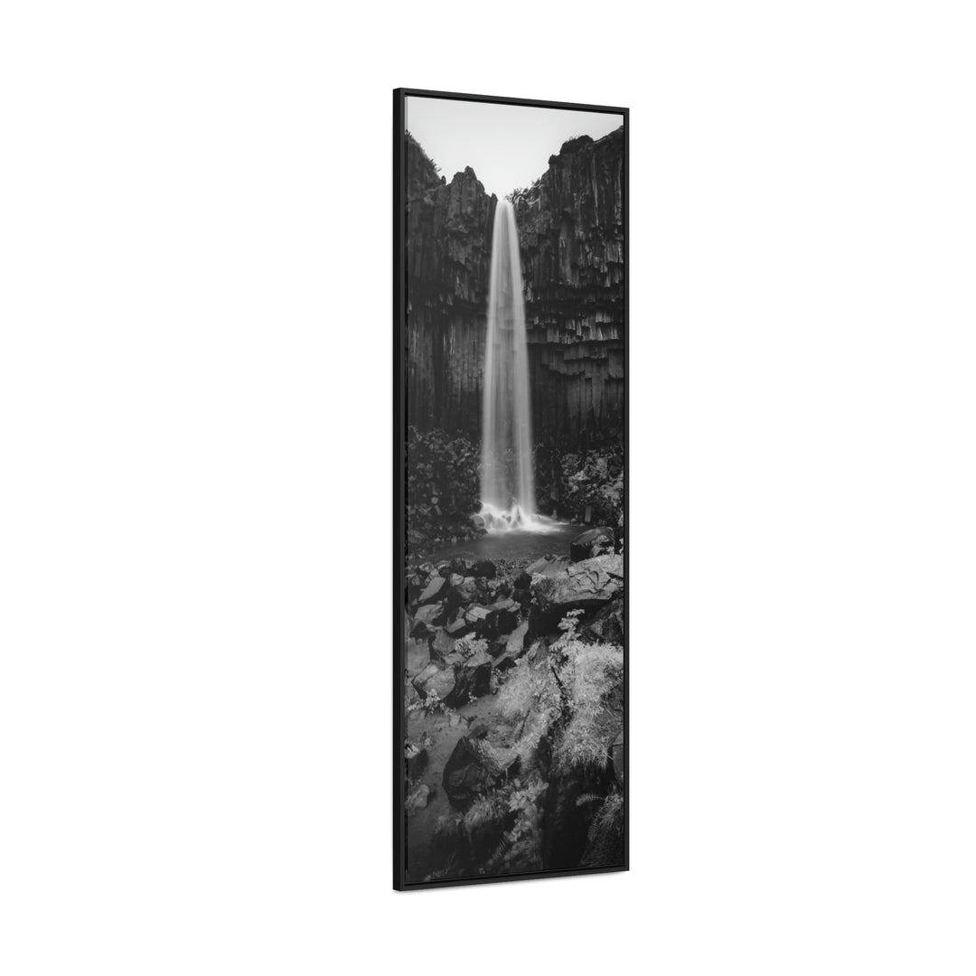 Svartifoss in Black and White - Canvas with Frame