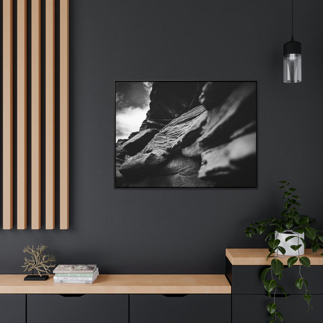 Layers of Rock in Black and White - Canvas with Frame