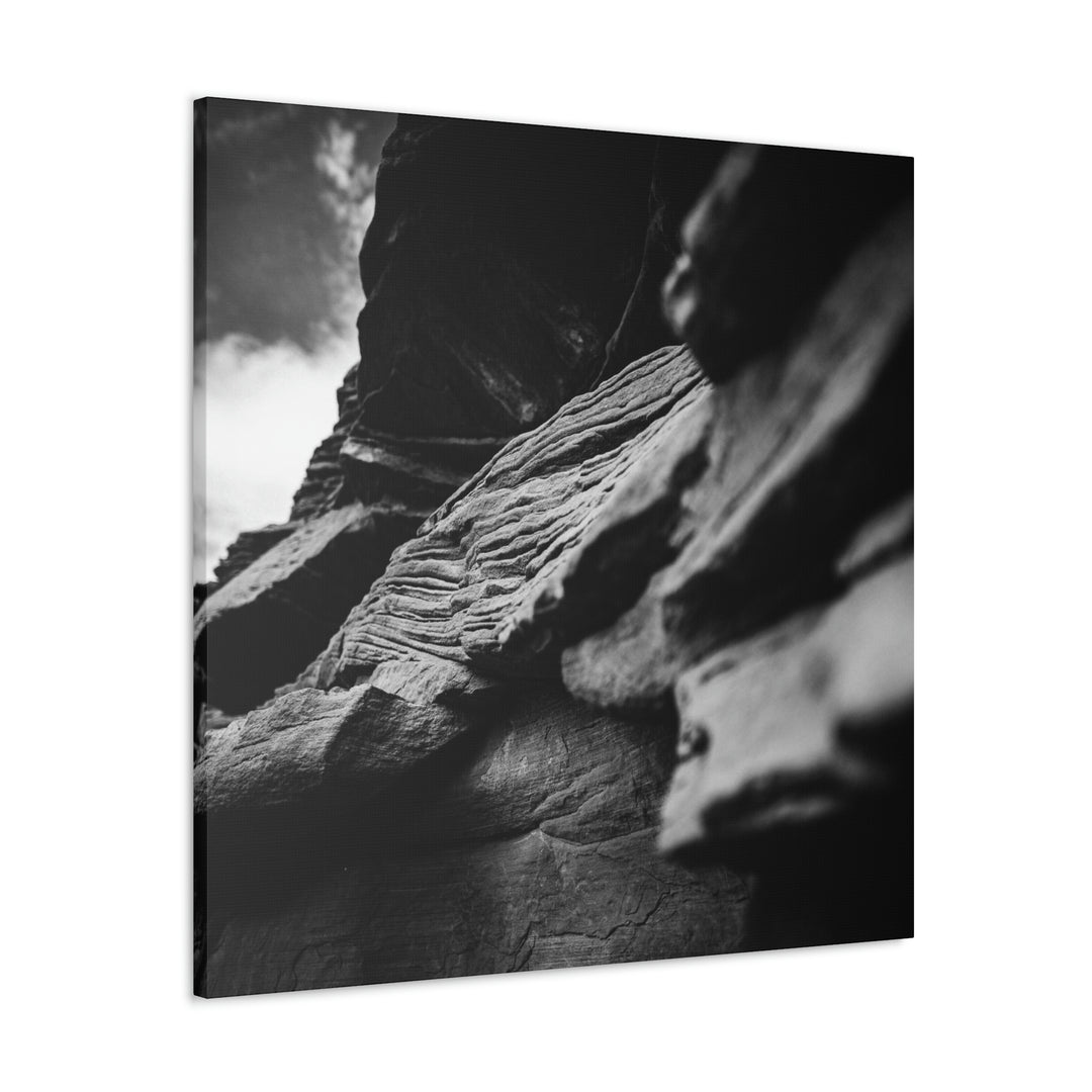 Layers of Rock in Black and White - Canvas