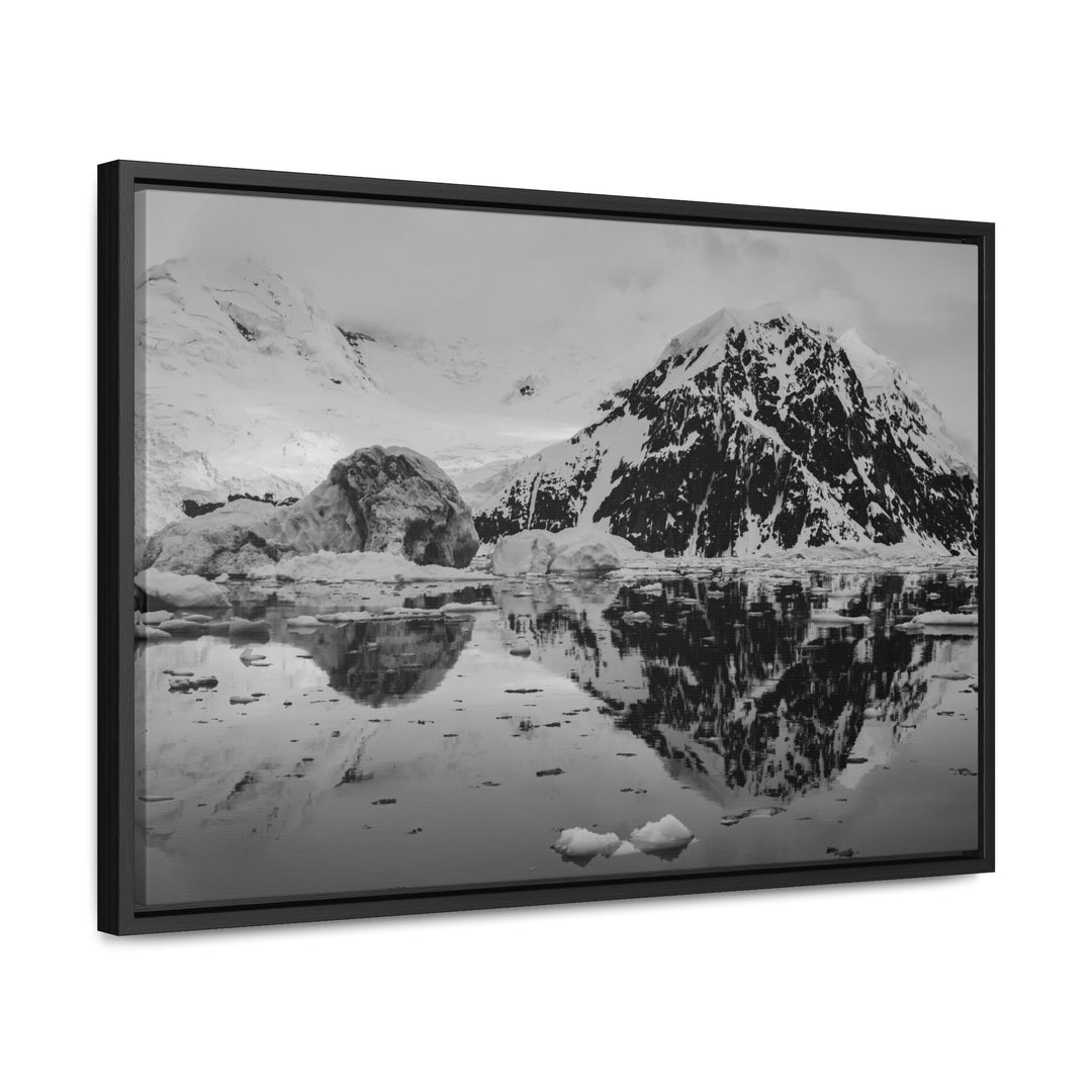 Reflected Calm in Black and White - Canvas with Frame