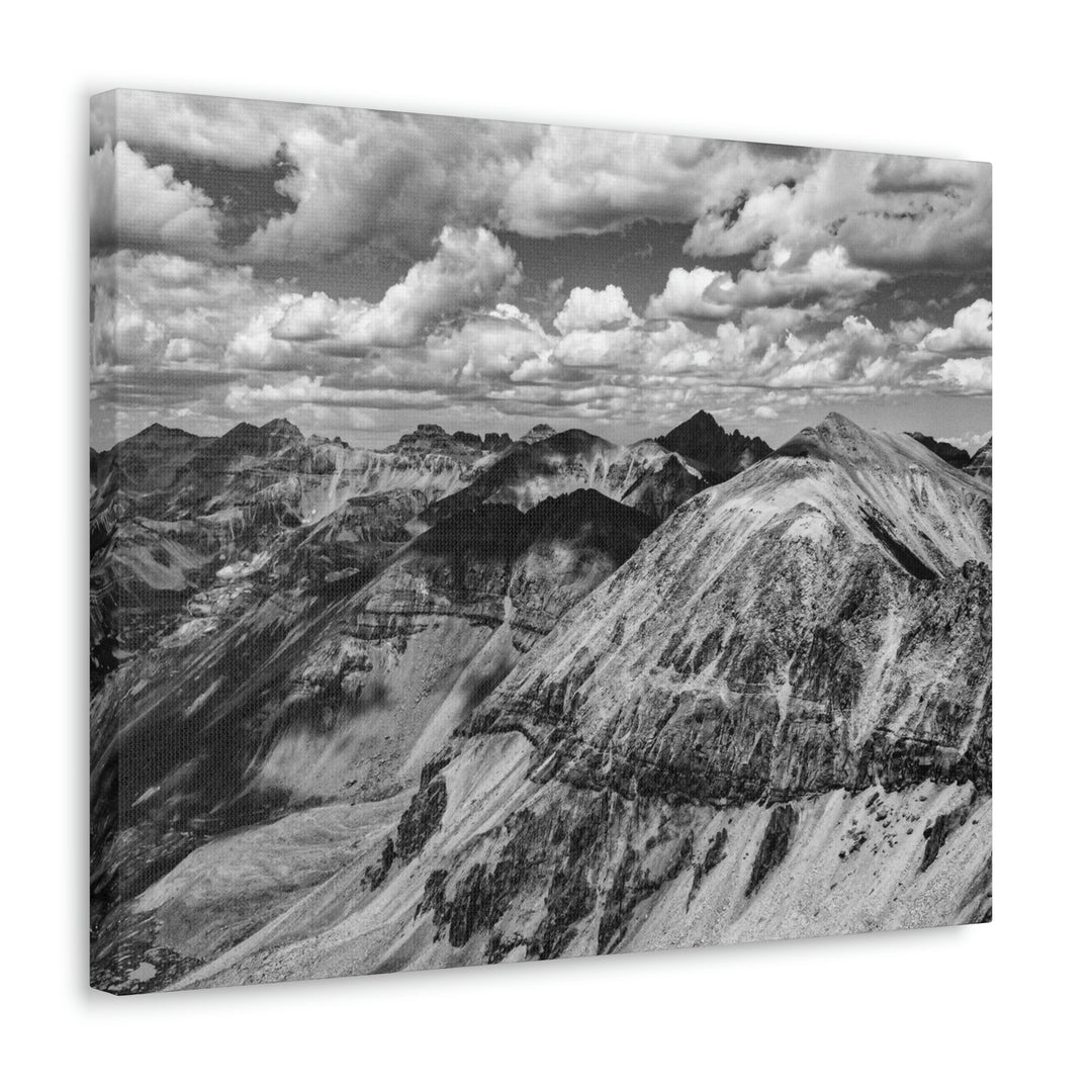 Imogene Pass From the Air in Black and White - Canvas