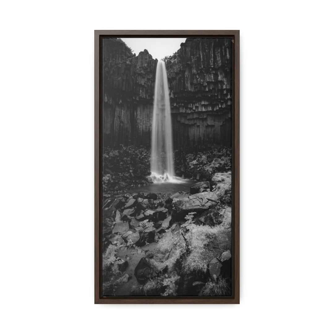 Svartifoss in Black and White - Canvas with Frame