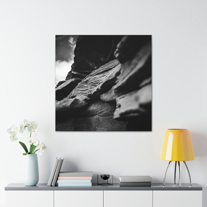 Layers of Rock in Black and White - Canvas