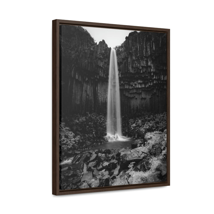 Svartifoss in Black and White - Canvas with Frame