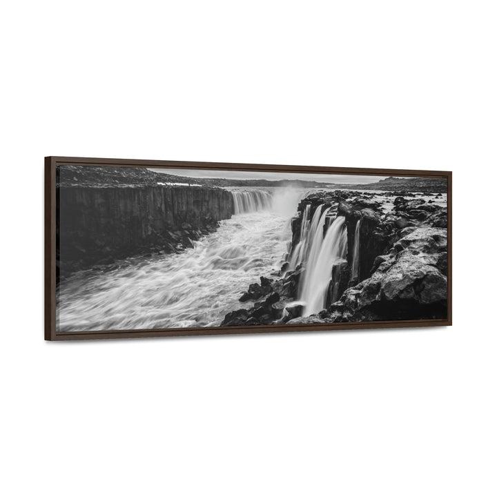 Selfoss in Black and White - Canvas with Frame