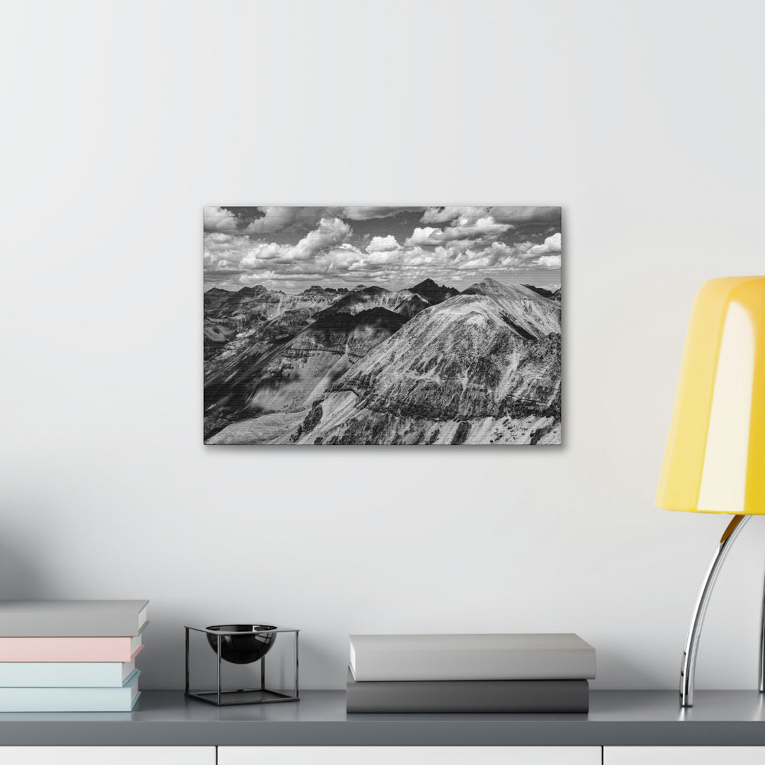 Imogene Pass From the Air in Black and White - Canvas