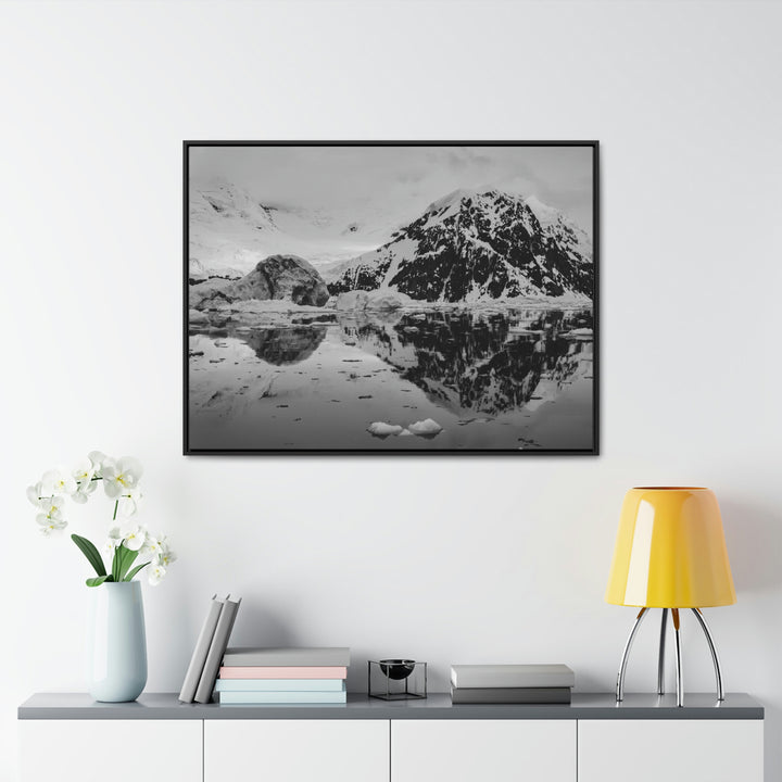 Reflected Calm in Black and White - Canvas with Frame