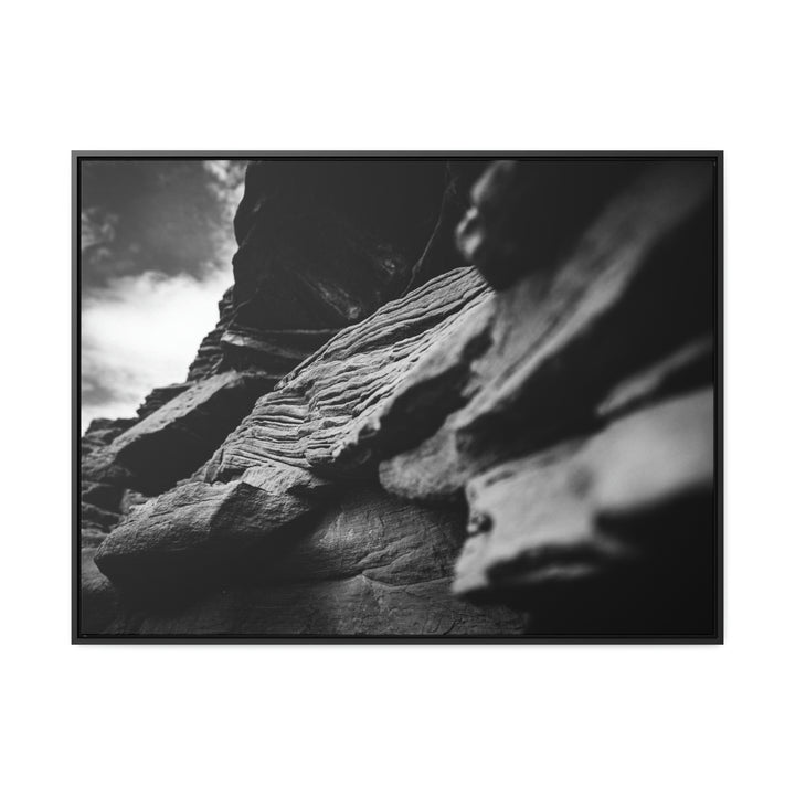 Layers of Rock in Black and White - Canvas with Frame