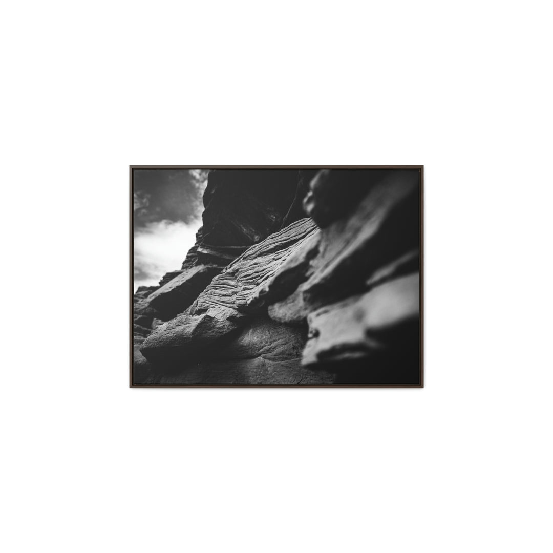 Layers of Rock in Black and White - Canvas with Frame