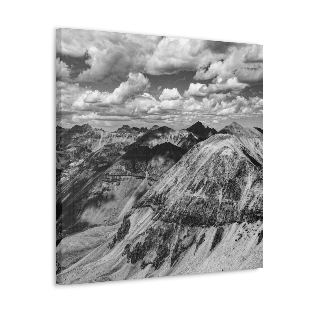 Imogene Pass From the Air in Black and White - Canvas