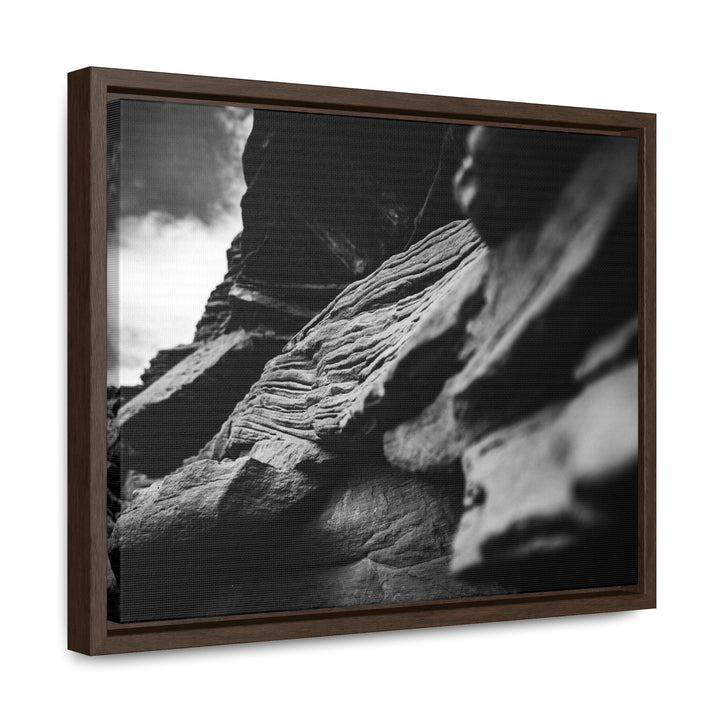 Layers of Rock in Black and White - Canvas with Frame