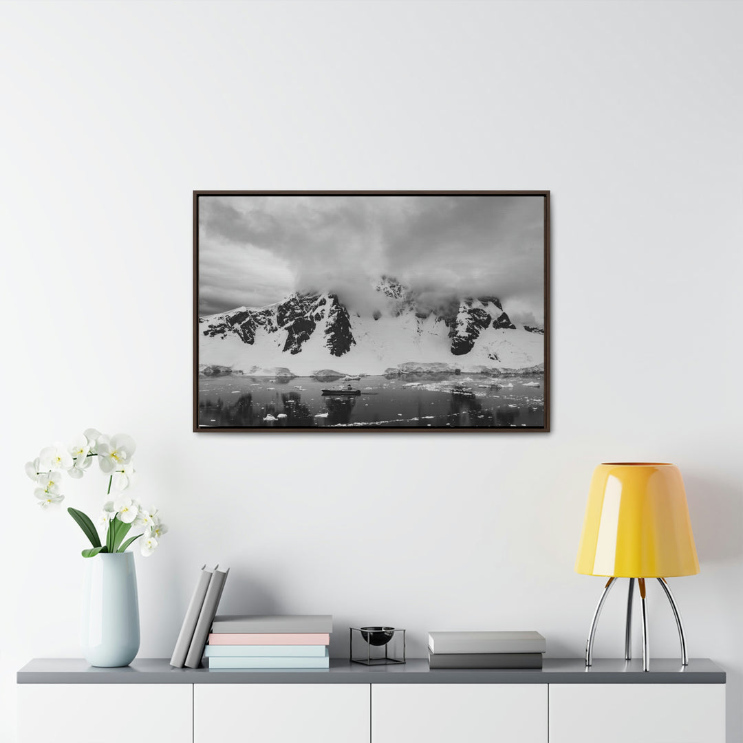 Peaceful Anchoring in Black and White - Canvas with Frame