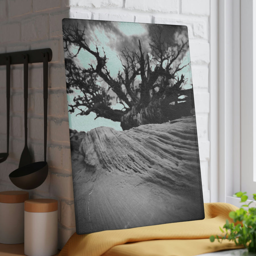 Desert Reach in Black and White - Glass Cutting Board - Visiting This World