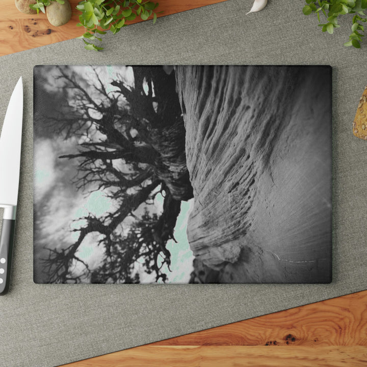 Desert Reach in Black and White - Glass Cutting Board - Visiting This World