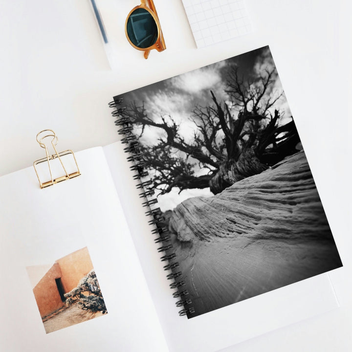 Desert Reach in Black and White - Spiral Ruled Line Notebook - Visiting This World