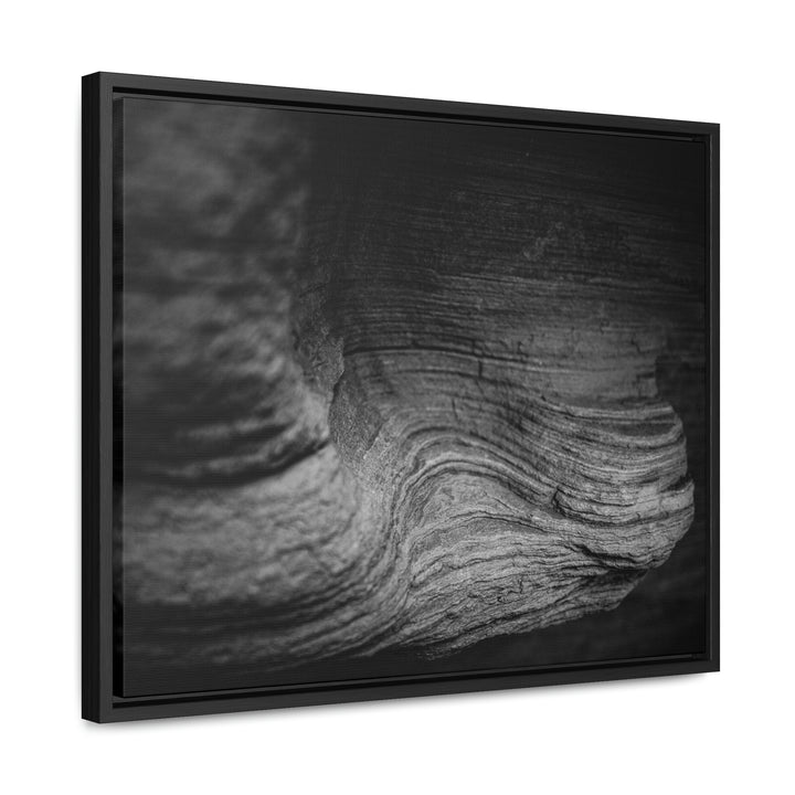 Sedimentary Rock Curves in Black and White - Canvas with Frame