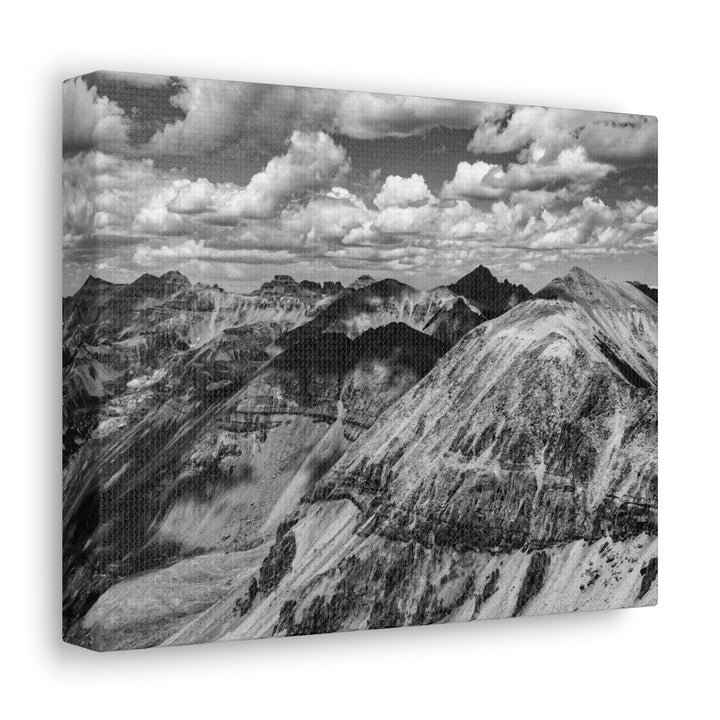 Imogene Pass From the Air in Black and White - Canvas