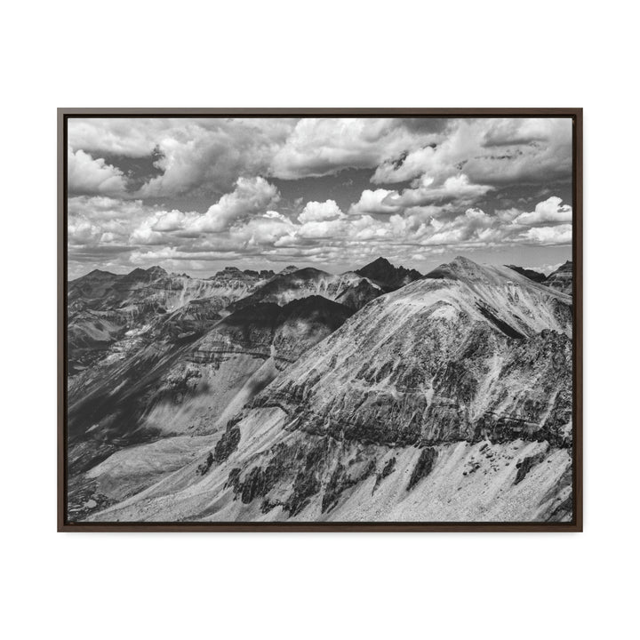 Imogene Pass From the Air in Black and White - Canvas with Frame