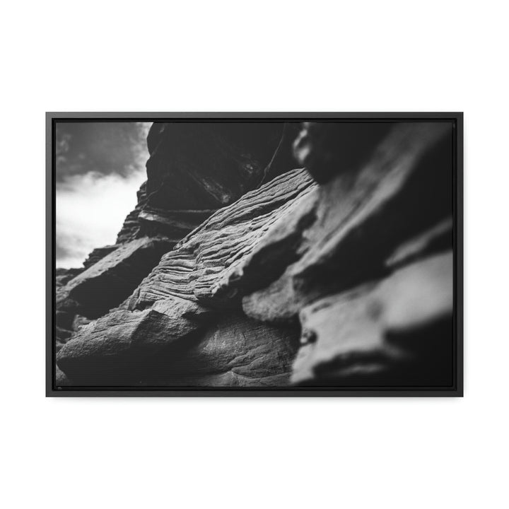 Layers of Rock in Black and White - Canvas with Frame