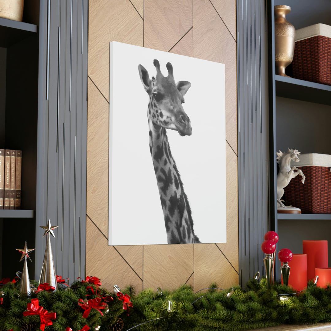 Giraffe Portrait in Black and White  - Canvas