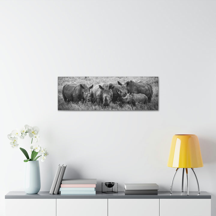 Rhino Family in Black and White - Canvas