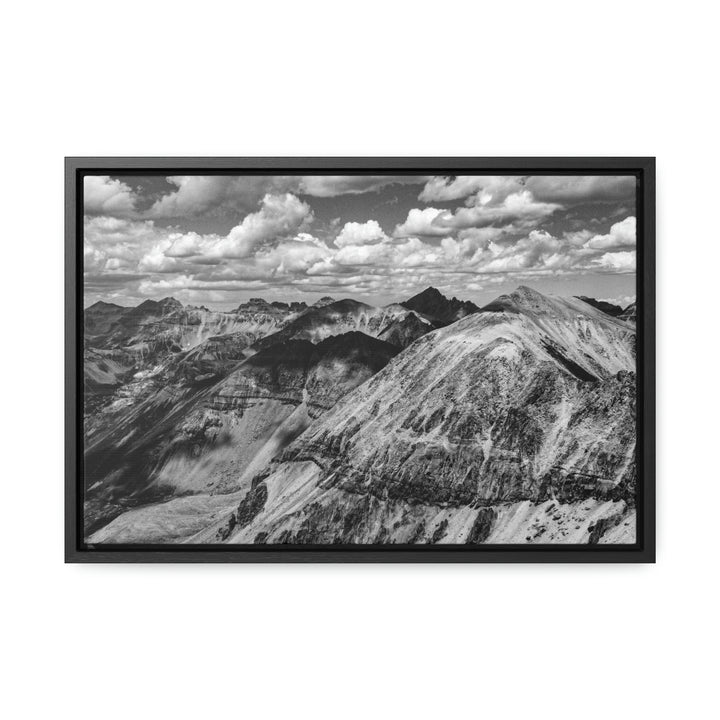 Imogene Pass From the Air in Black and White - Canvas with Frame