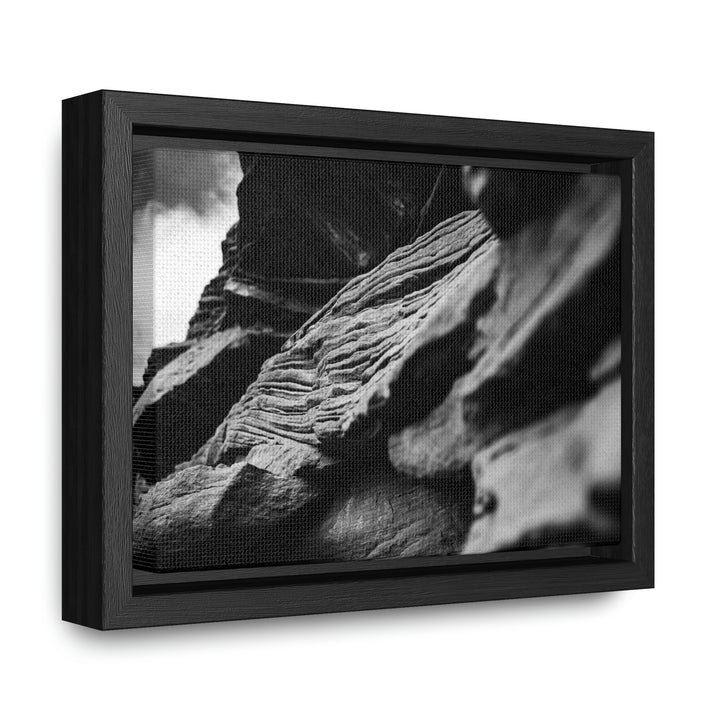 Layers of Rock in Black and White - Canvas with Frame