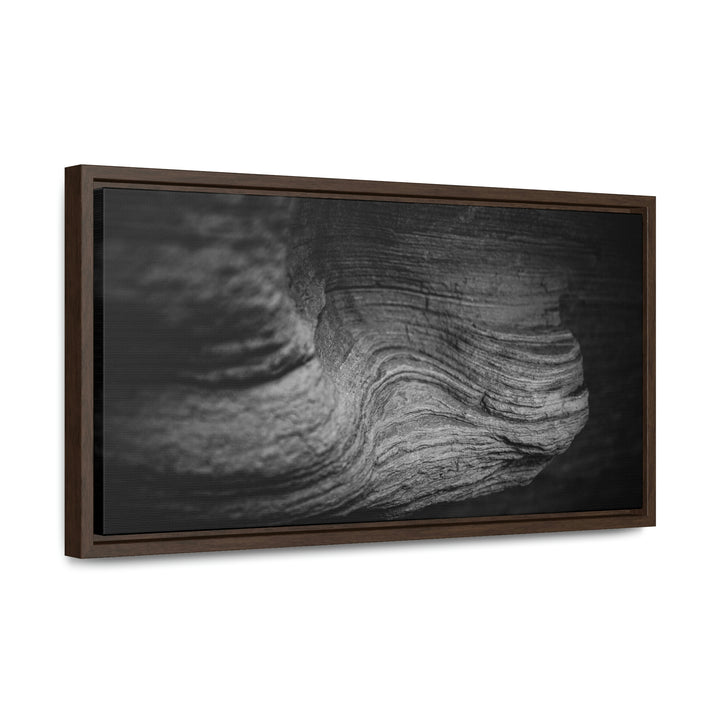 Sedimentary Rock Curves in Black and White - Canvas with Frame