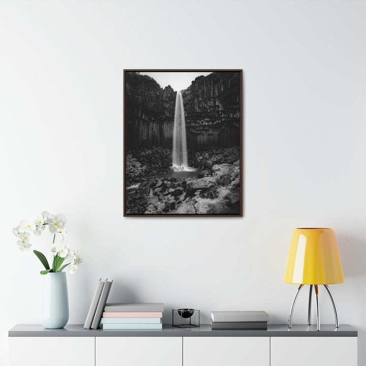 Svartifoss in Black and White - Canvas with Frame