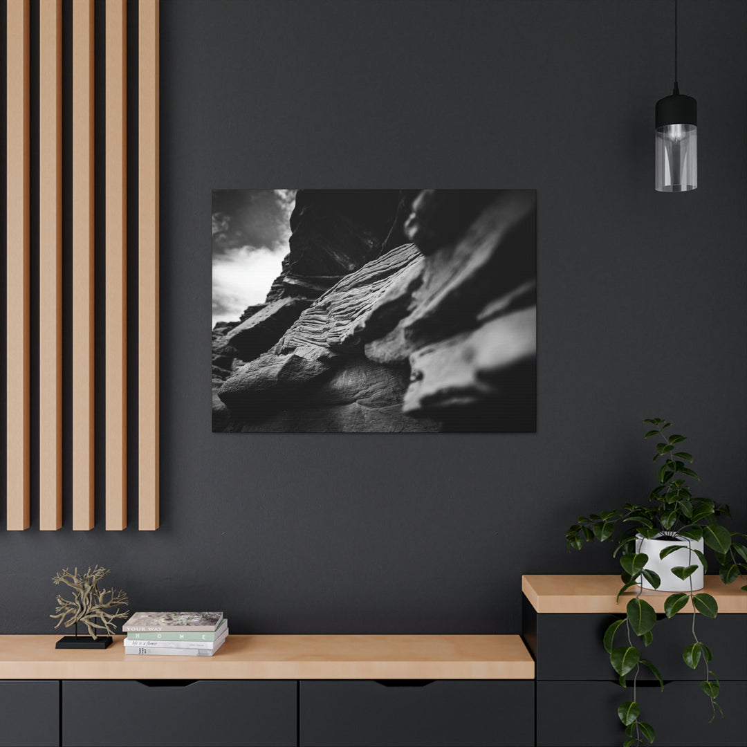 Layers of Rock in Black and White - Canvas