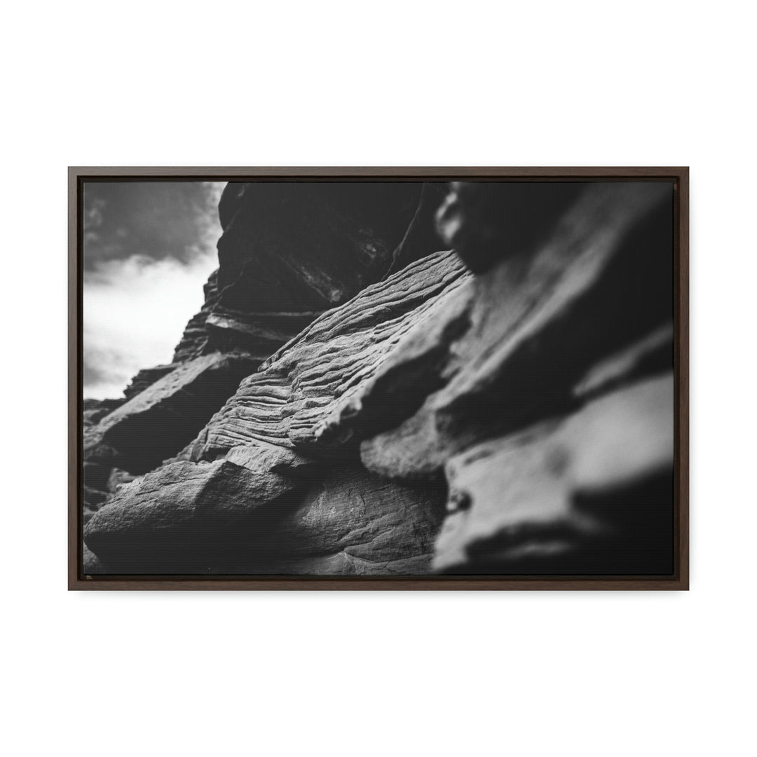 Layers of Rock in Black and White - Canvas with Frame