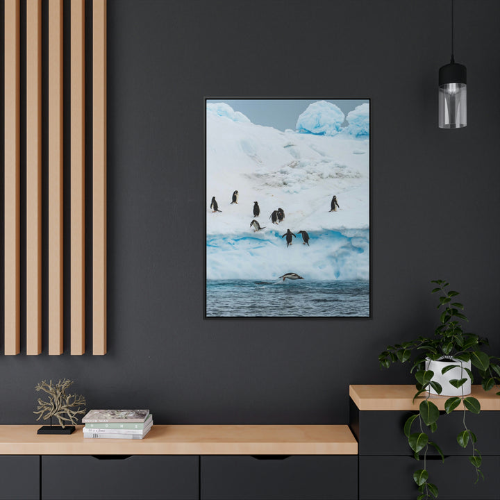 Porpoising Penguin - Canvas with Frame