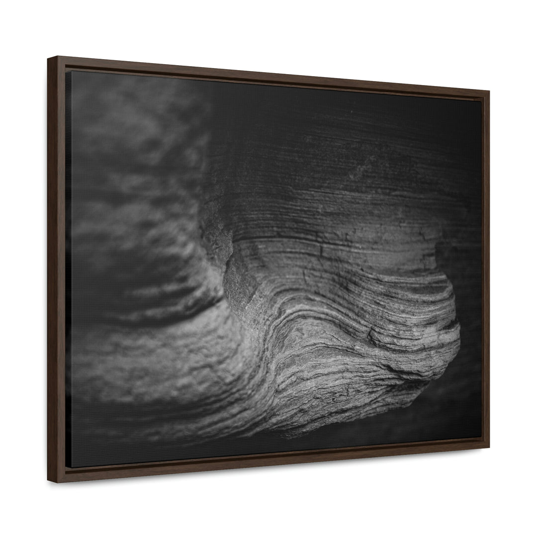 Sedimentary Rock Curves in Black and White - Canvas with Frame