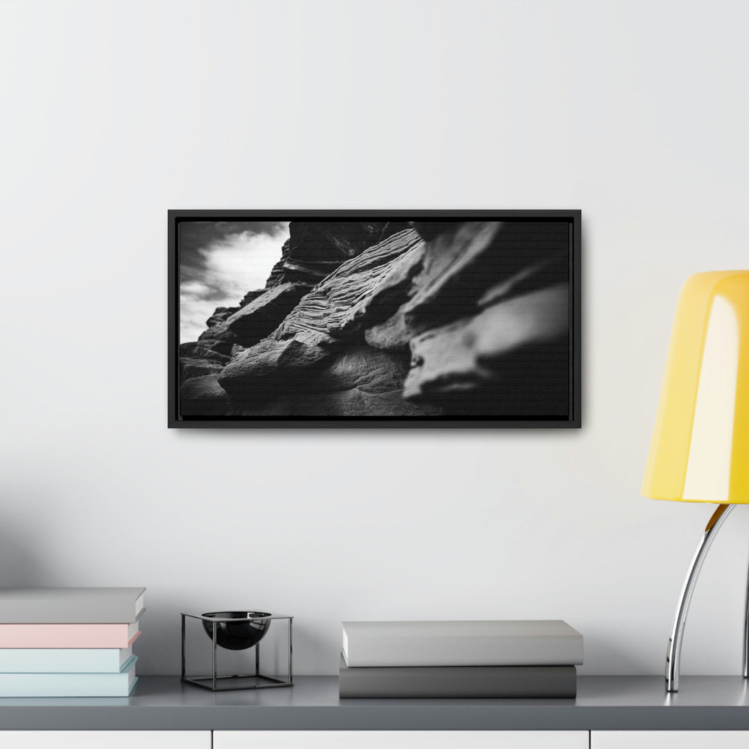 Layers of Rock in Black and White - Canvas with Frame