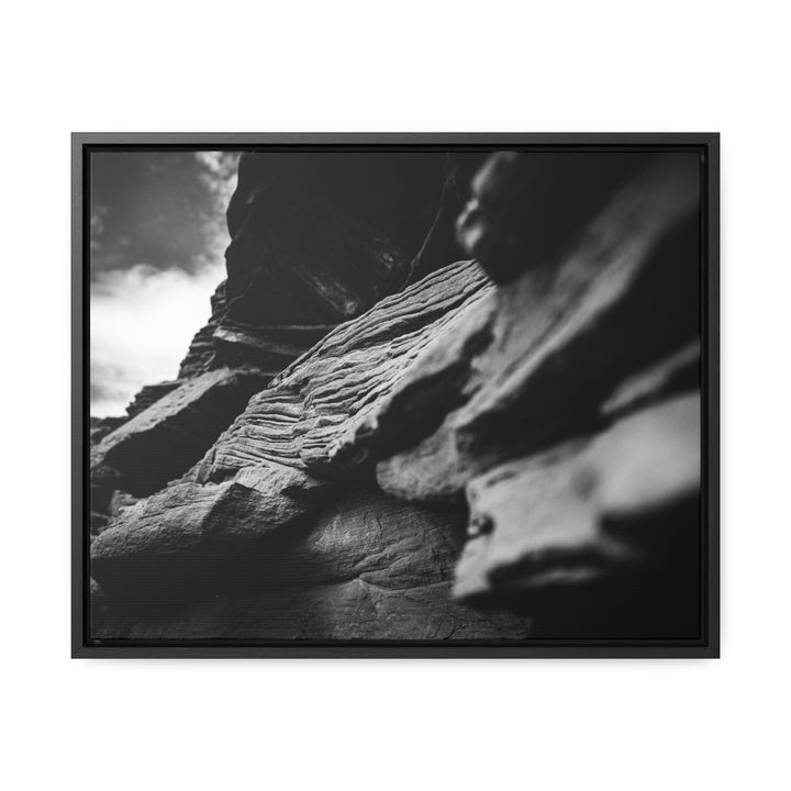 Layers of Rock in Black and White - Canvas with Frame