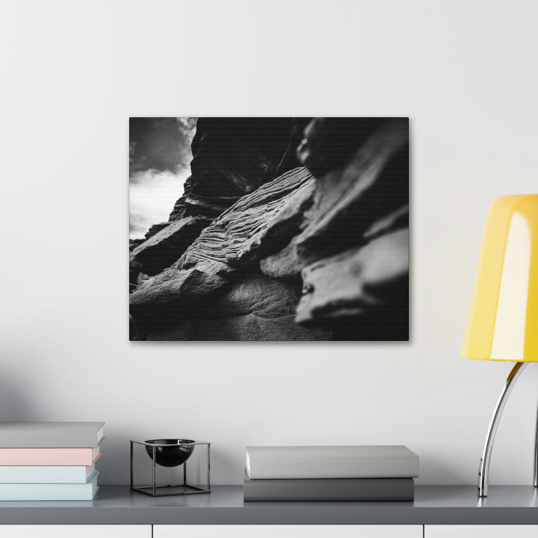 Layers of Rock in Black and White - Canvas