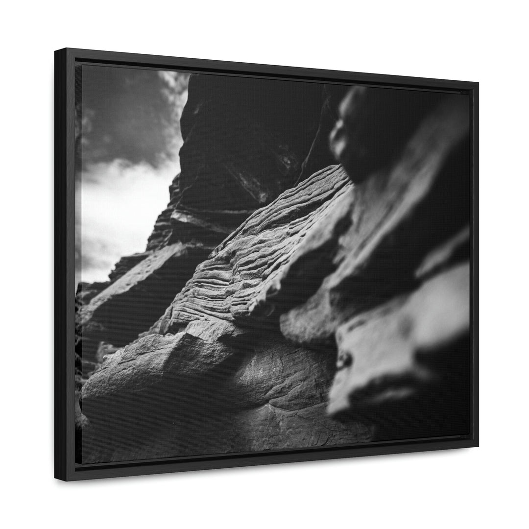 Layers of Rock in Black and White - Canvas with Frame