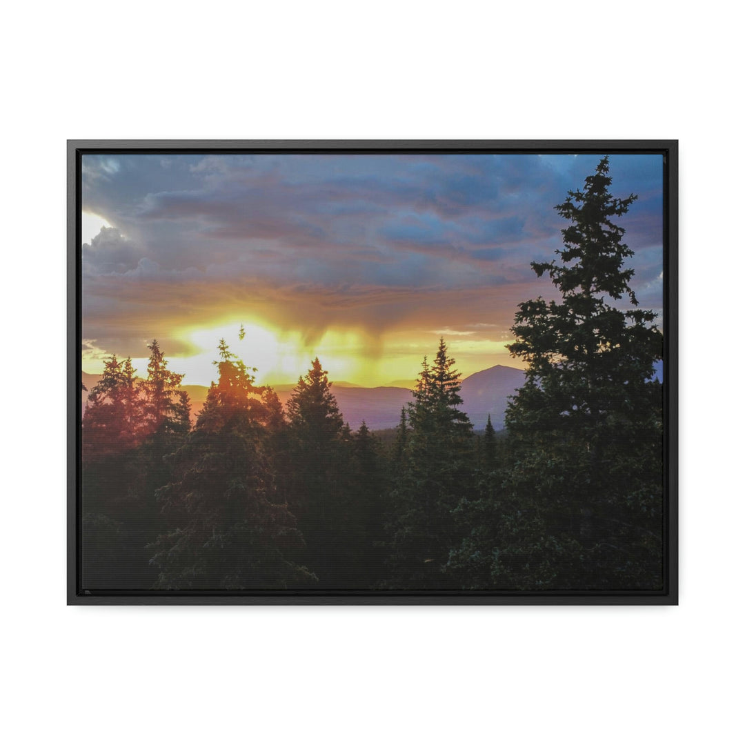 Rainy Sunset Through the Trees - Canvas with Frame