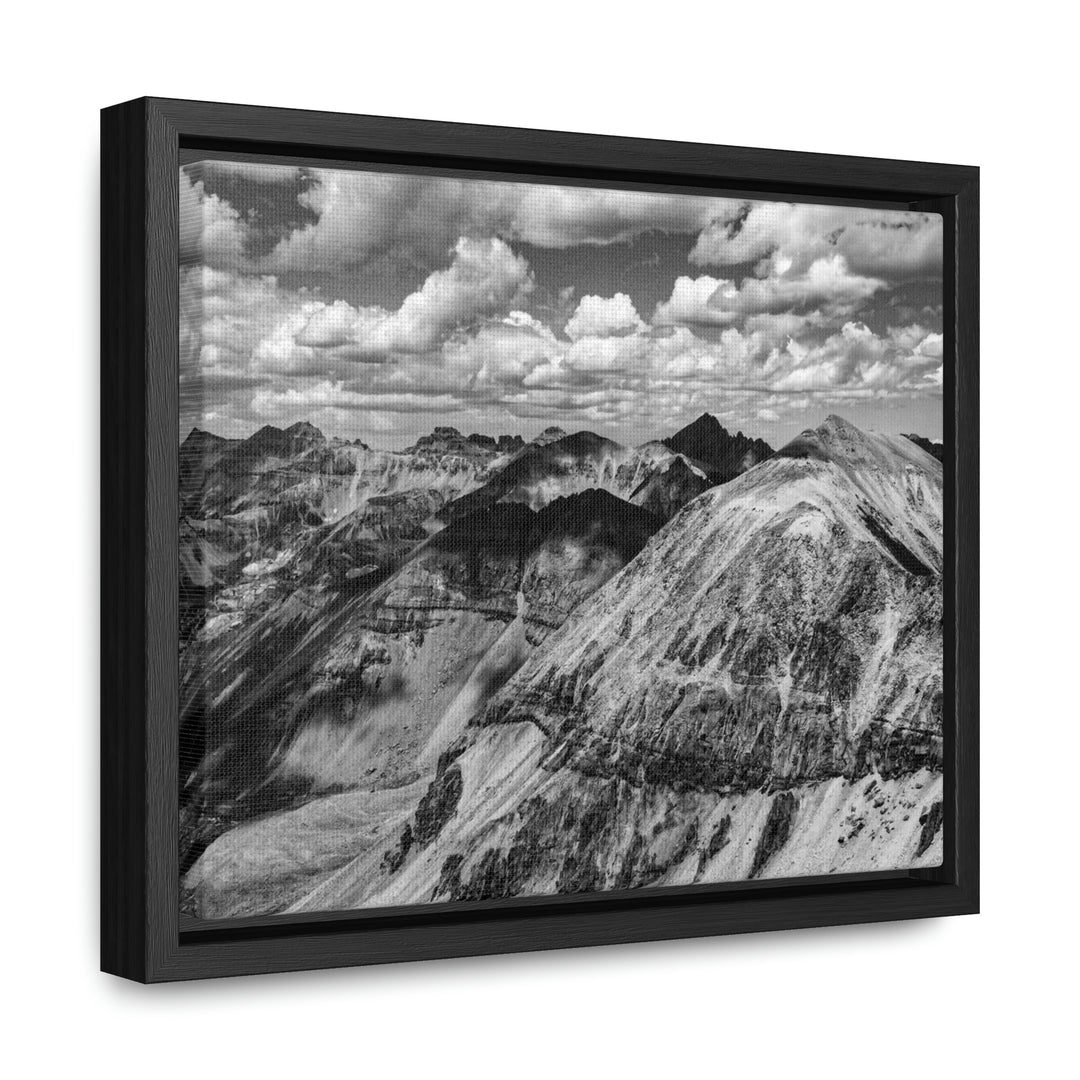 Imogene Pass From the Air in Black and White - Canvas with Frame