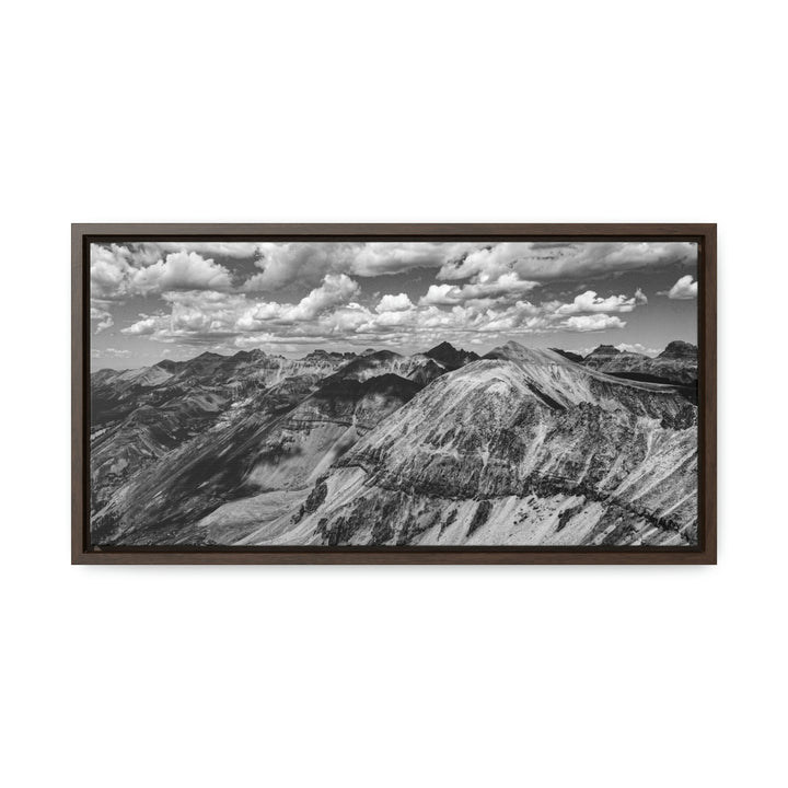 Imogene Pass From the Air in Black and White - Canvas with Frame