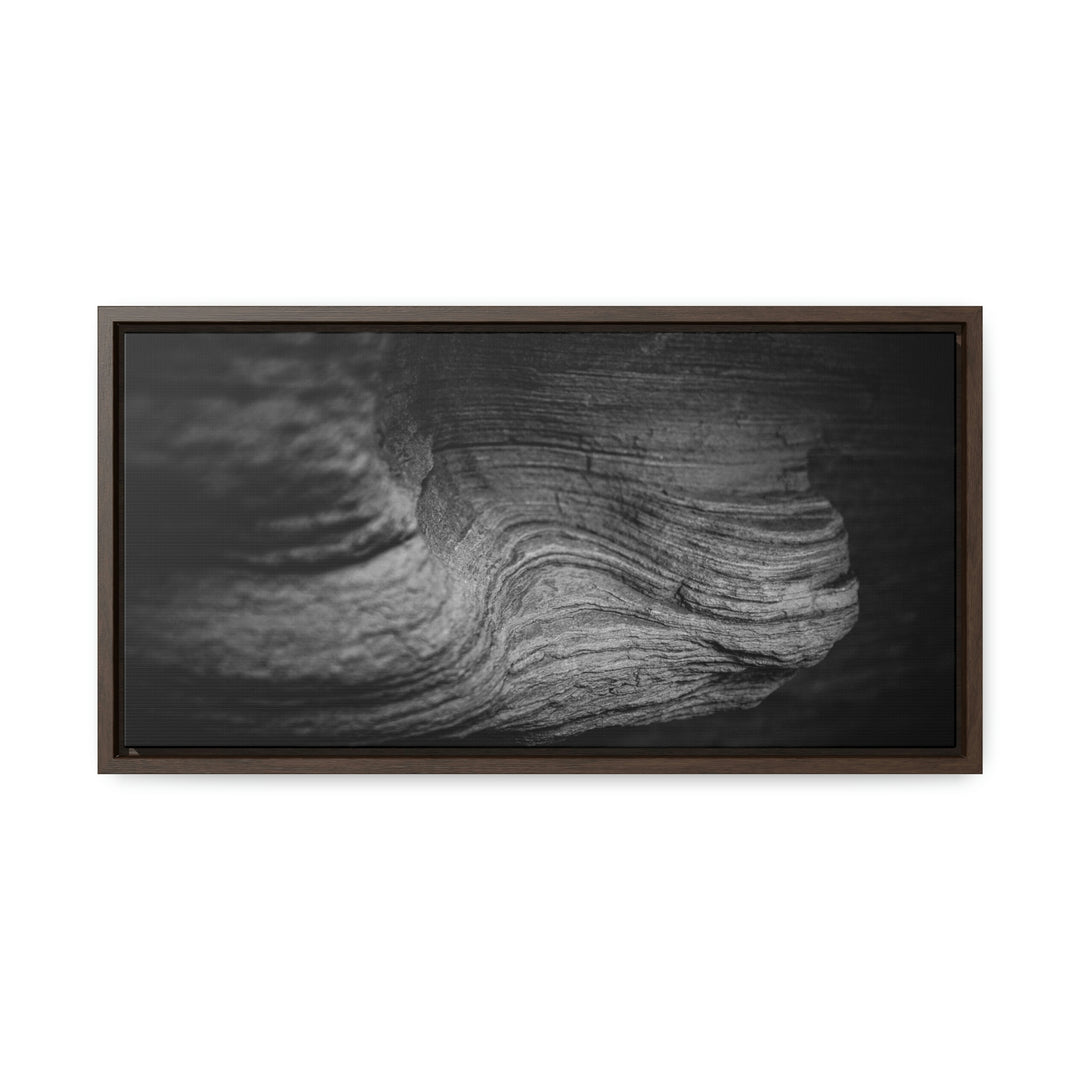 Sedimentary Rock Curves in Black and White - Canvas with Frame