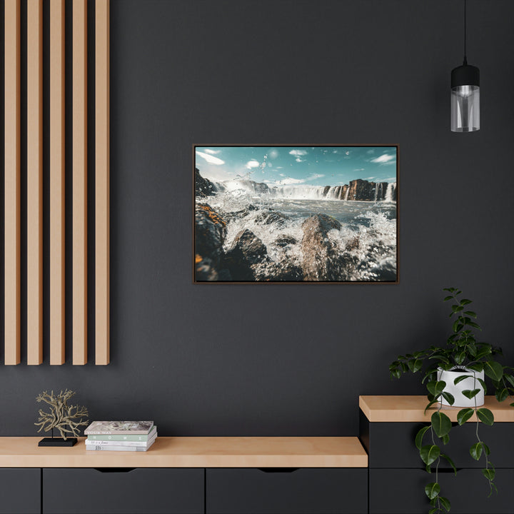 Goðafoss Splash - Canvas with Frame