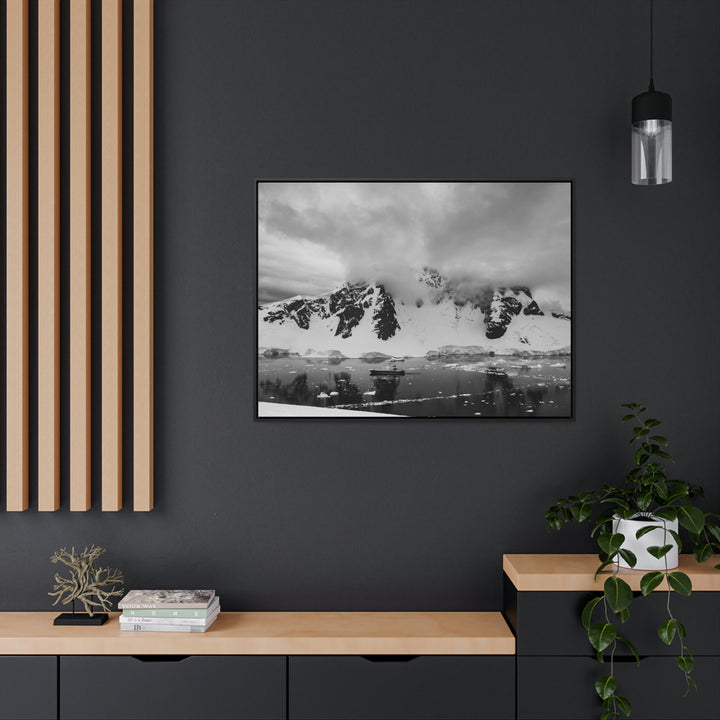 Peaceful Anchoring in Black and White - Canvas with Frame