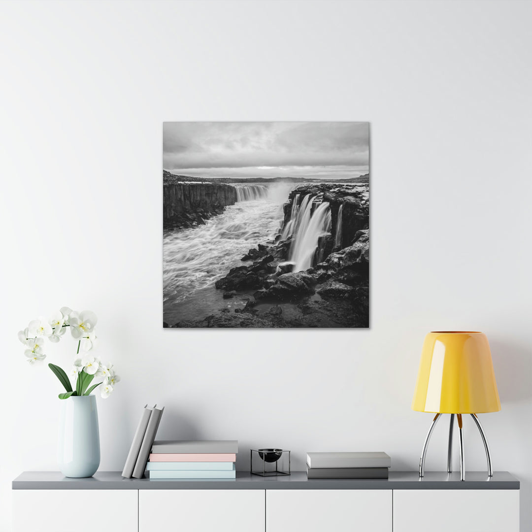 Selfoss in Black and White - Canvas