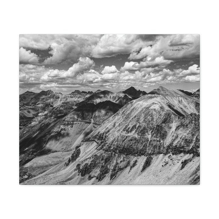 Imogene Pass From the Air in Black and White - Canvas