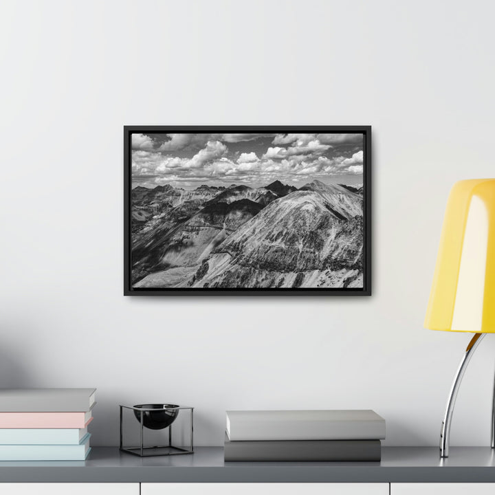 Imogene Pass From the Air in Black and White - Canvas with Frame