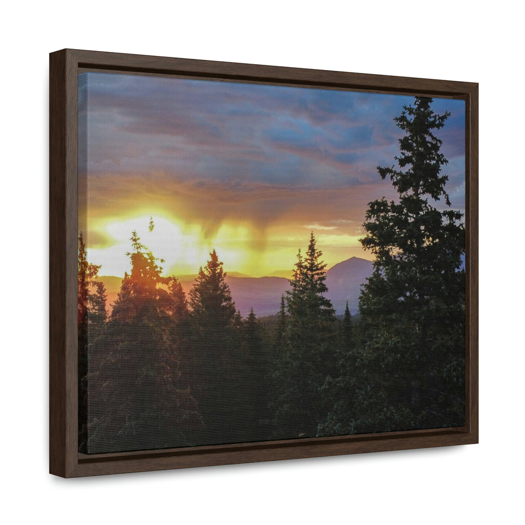 Rainy Sunset Through the Trees - Canvas with Frame