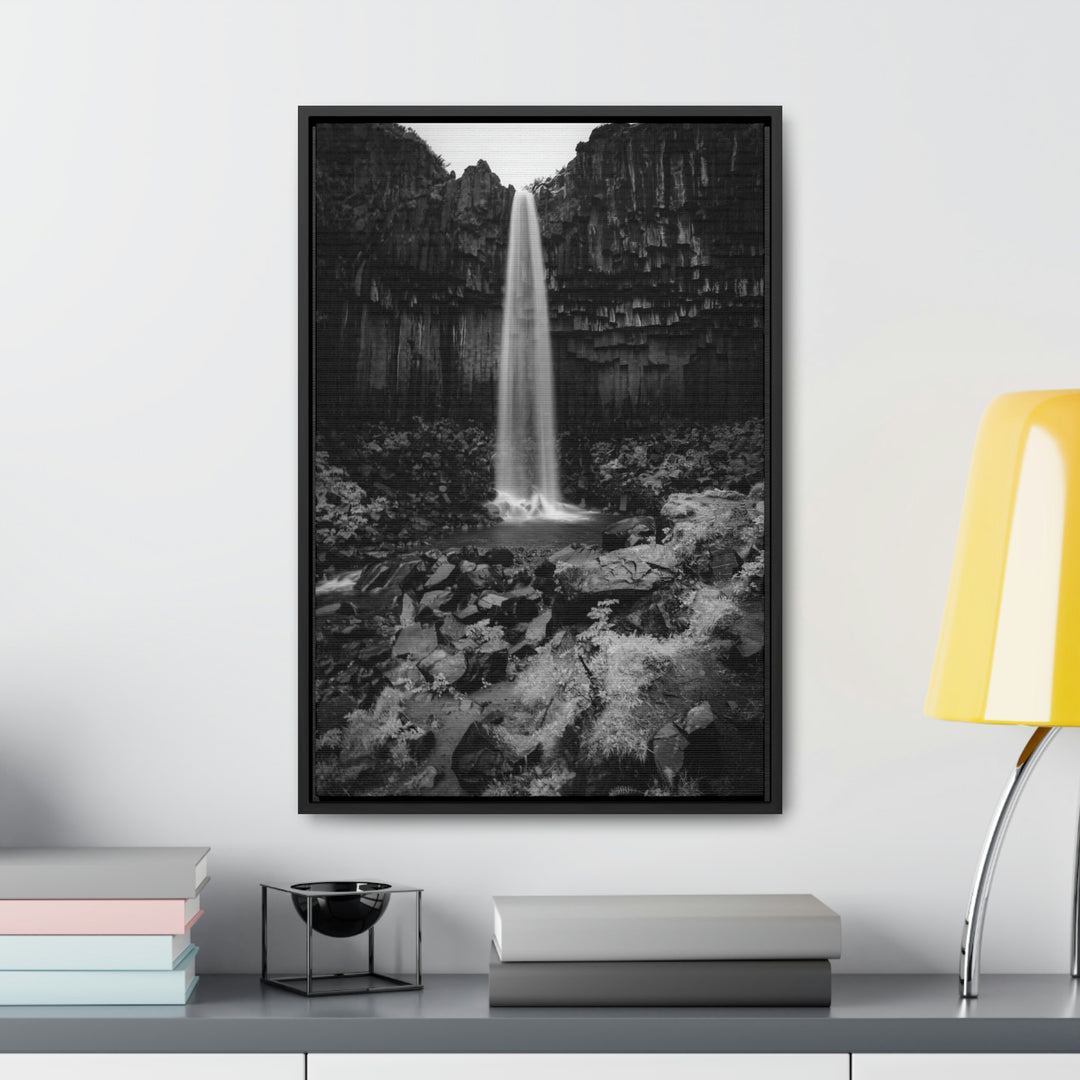 Svartifoss in Black and White - Canvas with Frame