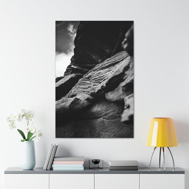 Layers of Rock in Black and White - Canvas