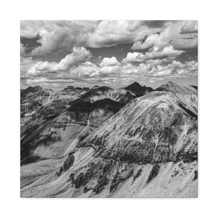 Imogene Pass From the Air in Black and White - Canvas